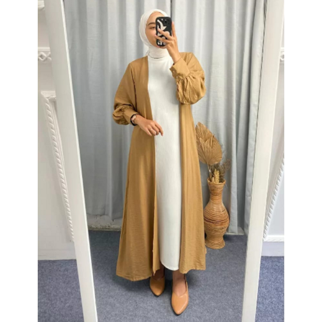 Belia Long Outer Polo Linen Cardigan panjang jumbo