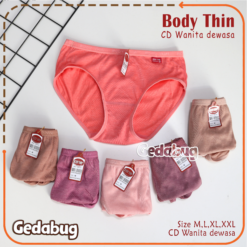 6 Pcs - CD Wanita Bodythin | Celana Dalam Murah Wanita Dewasa Body Thin - Gedabug