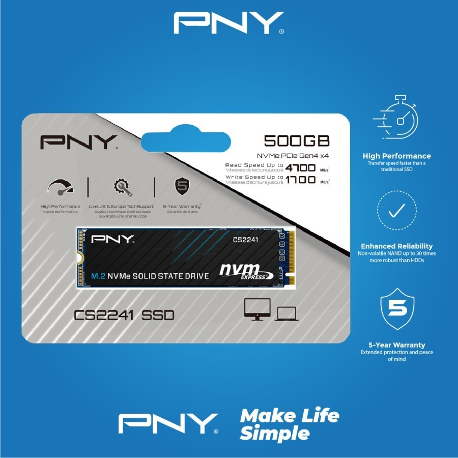 SSD PNY CS2241 500GB M.2 2280 NVME PCIe Gen 4x4