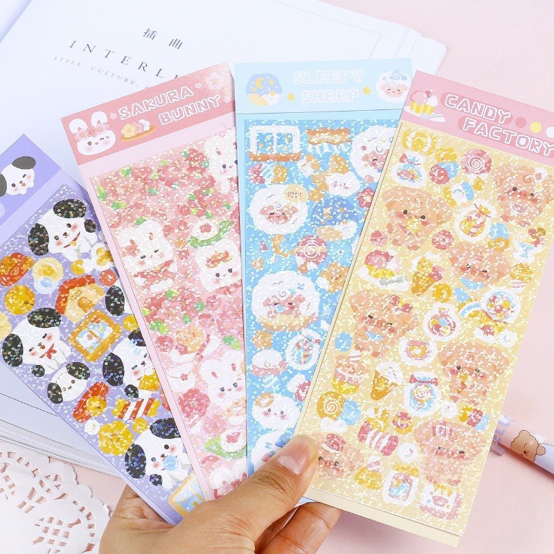 

Sticker Animal Tahan Air Glitter Gold Cute Stickers Lucu Decorative G9