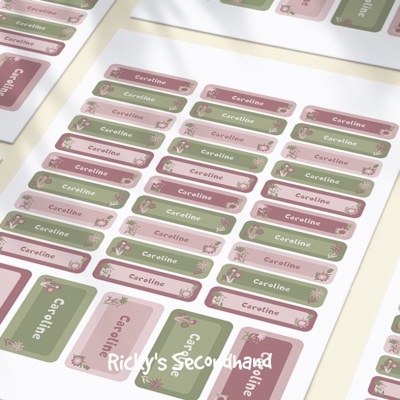 

70pcs Stiker Label Nama Waterproof - Floral