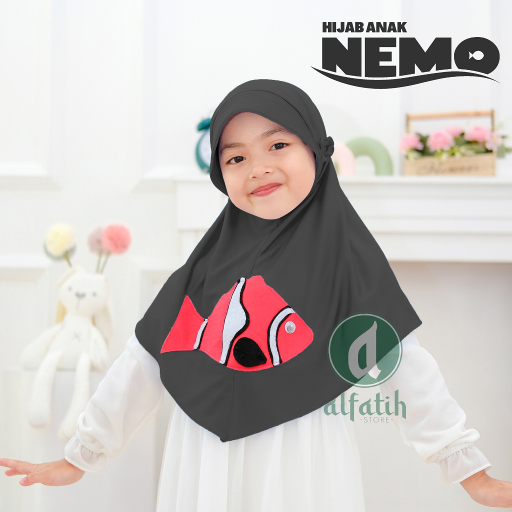 ALFATIH STORE / Hijab Anak Nemo Jersey / variasi Karakter Ikan Nemo / Jilbab anak murah