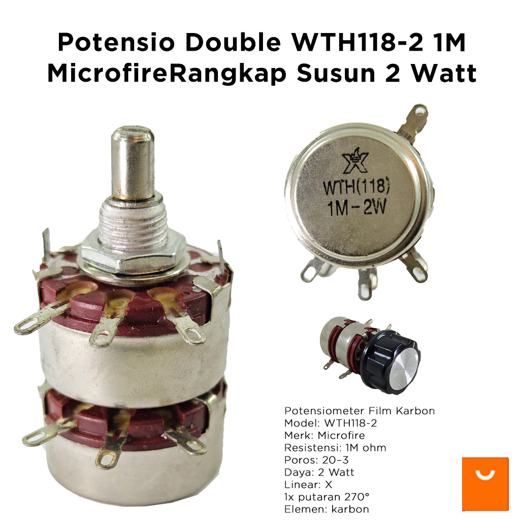 Potensio Double WTH118-2 1M 2w Microfire WTH-118-2 Rangkap Susun 2 Watt