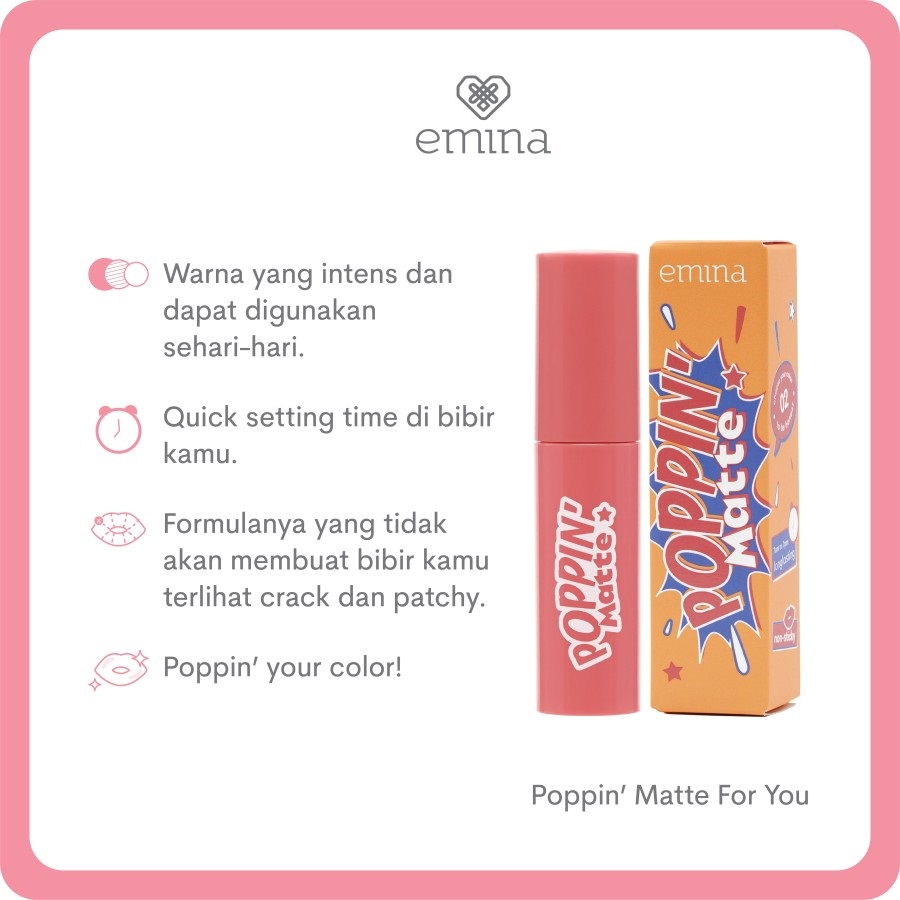 Emina Poppin’ Matte 4.5 g - Lip Cream Matte Ringan, Long-lasting - 02 To Be Honest