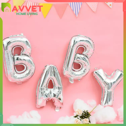 AVVET Ballon Foil Abjad Alphabet Balon Huruf Satuan ± 40 Cm Murah Balon Foil Huruf Silver  ±40cm