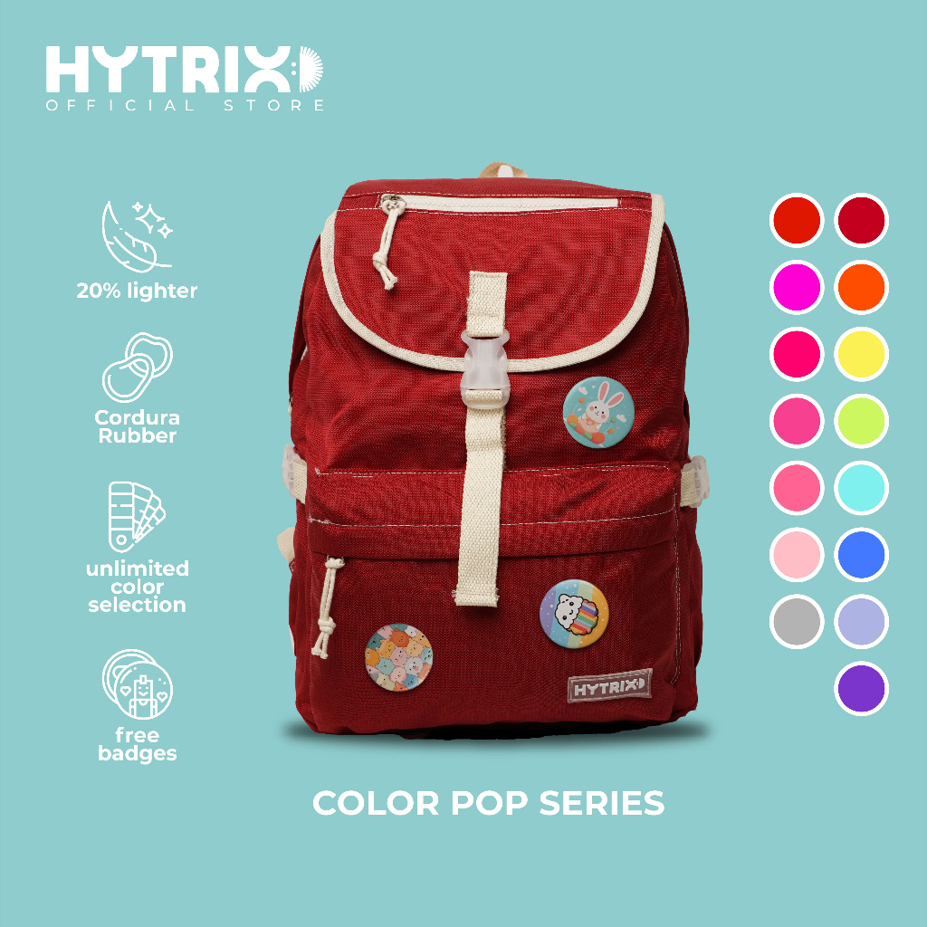 HYBRAND x HYTRIX [DN89] - Colour Pop Backpack - Ransel Wanita Koera Unik Backpack - FREE Pin Bross Gambar Random