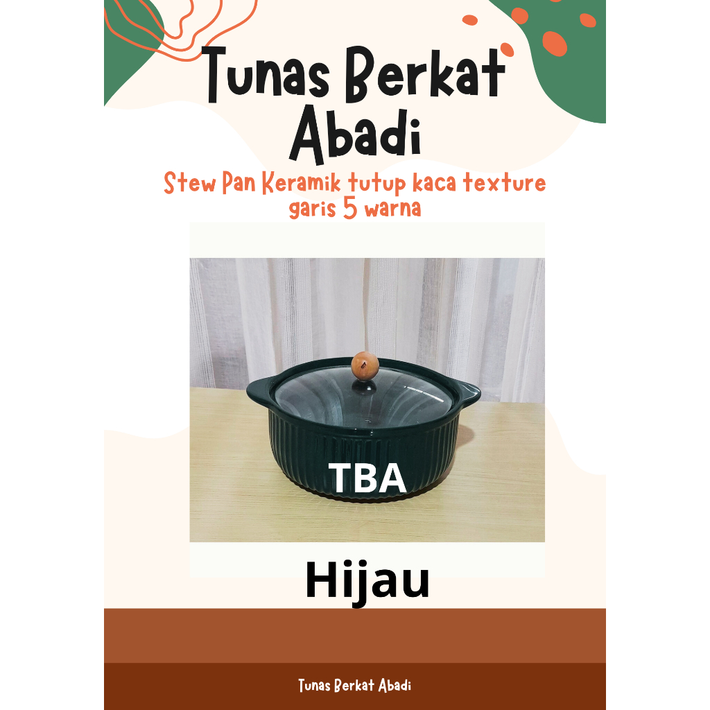 Stew Pan Keramik tutup kaca texture garis 5 warna