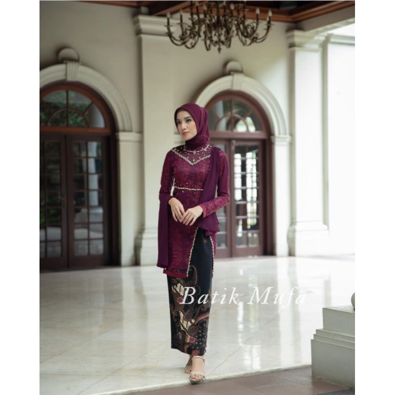 SET COUPLE HANA MAROON -  KEBAYA TERBARU KEBAYA WISUDA KEBAYA LAMARAN KEBAYA TUNANGAN