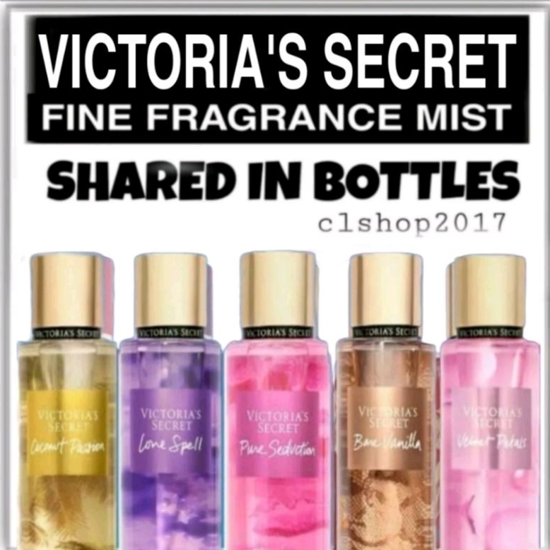 VICTORIA'S SECRET VS MIST SHARE IN BOTTLE OF 3 ML PURE SEDUCTION BARE VANILLA COCXONUT PASSION VELVET PETALS RUSH LOVE SPELL AMBER ROMANCE MIDNIGHT BLOOM AQUA KISS TEMPTATION ROMANTIC FANTASIES IN BLOOM NOIR SUNKISSED MIST PROMO SUPER MURAH LEBAY ORIGINAL