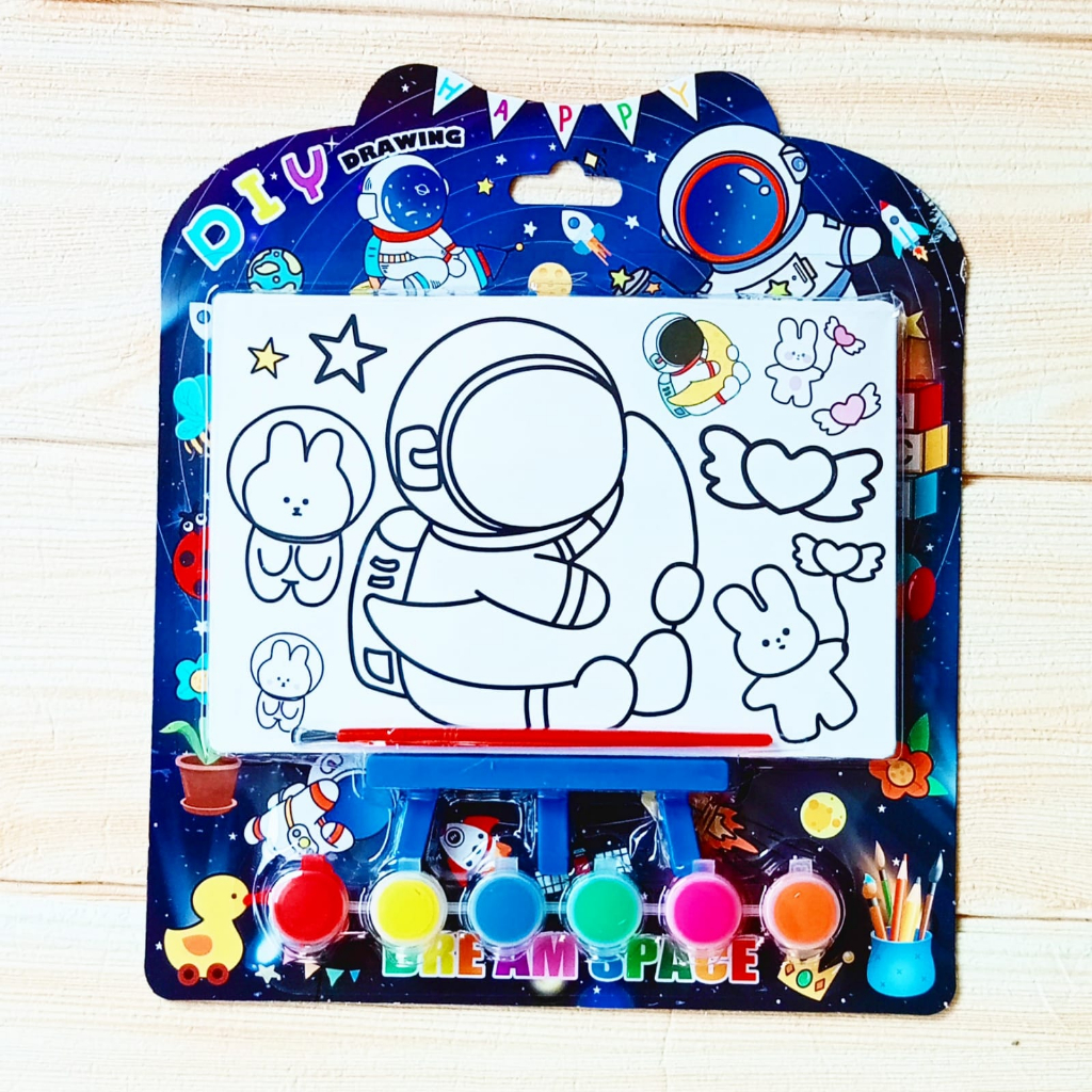 Mikusoo Set Lukis Kanvas Mini Mewarnai Mainan Edukasi Anak Motif Lucu Coloring Art Murah