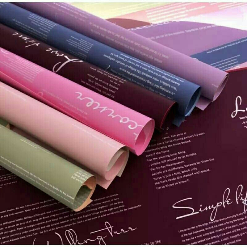 

per 20 lembar kertas buket cellophane wrapping flower tulisan bicolour