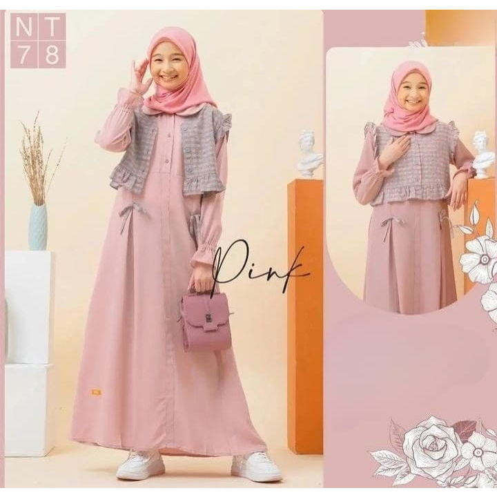 Gamis + Rompi Anak Perempuan Umur 10-13 Tahun / Gamis Anak Tanggung / Gamis Remaja / Gamis Anak Pere