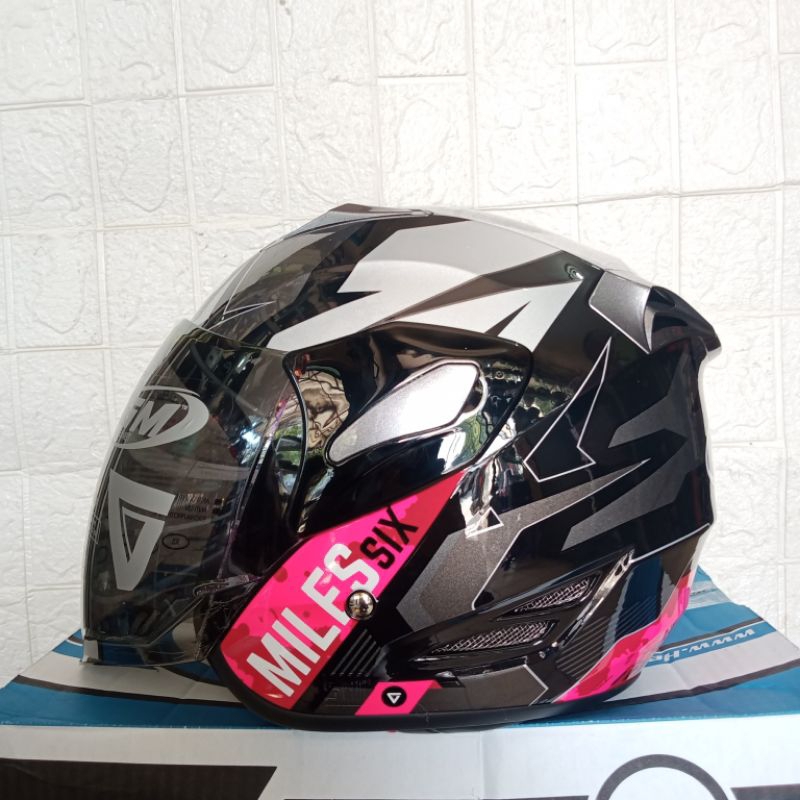 Helm GM Fighter Motif Six Miles Original 100% Sertifikasi SNI