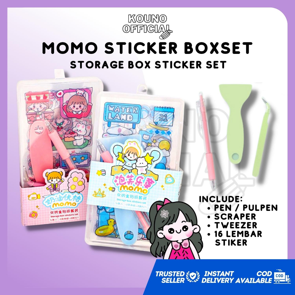 

Momo Storage Box Stiker Set / Waterproof Transparent Decorative Sticker with Cute Characters | Mainan Edukasi Anak