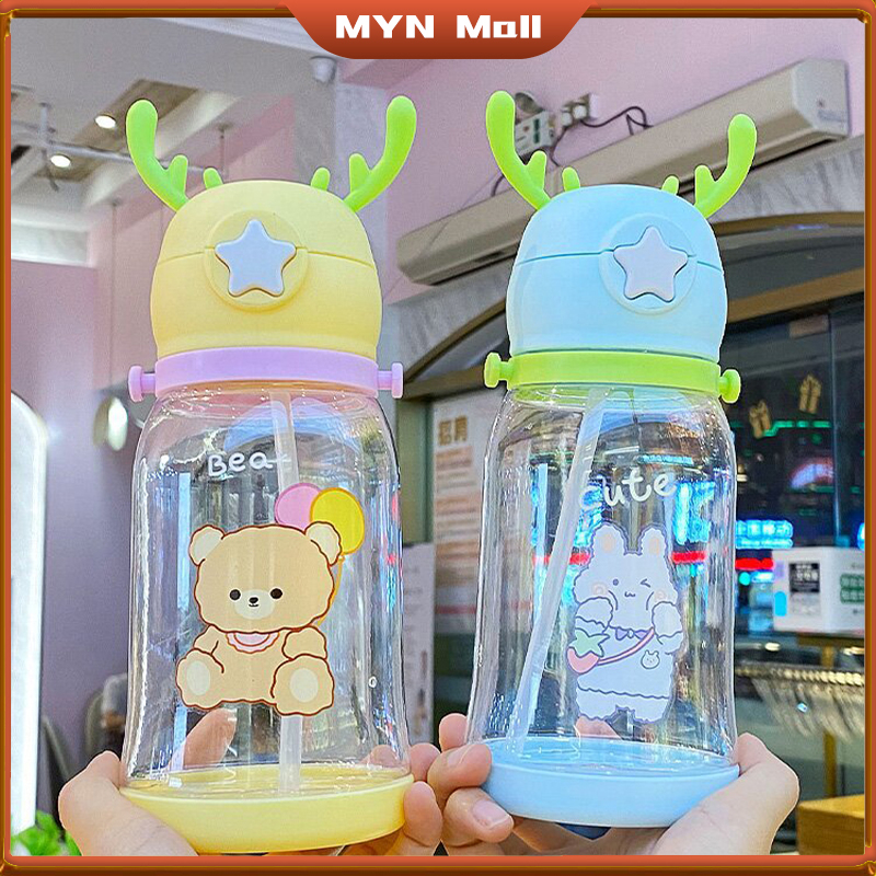 MYN Mall Botol Air Minum Anak Sedotan 600ml Model Tanduk Rusa Lucu / Botol Minum Anak BPA FREE Food Grade