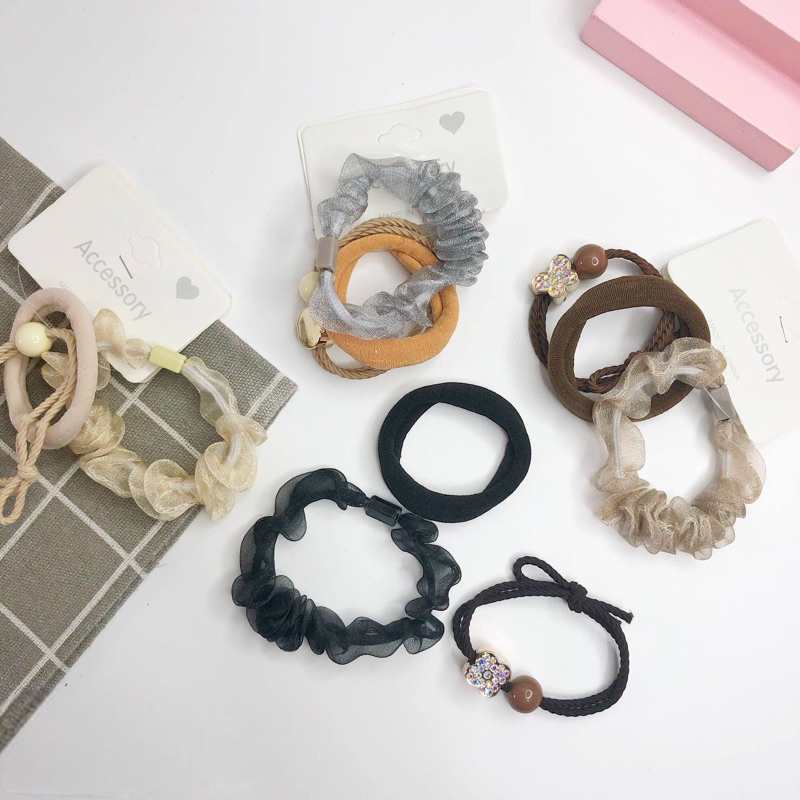 1set 3pcs IKAT RAMBUT KARET WANITA KOREA/KARET RAMBUT ANAK SCRUNCHIES KUNCIRAN RAMBUT IMPORT 860