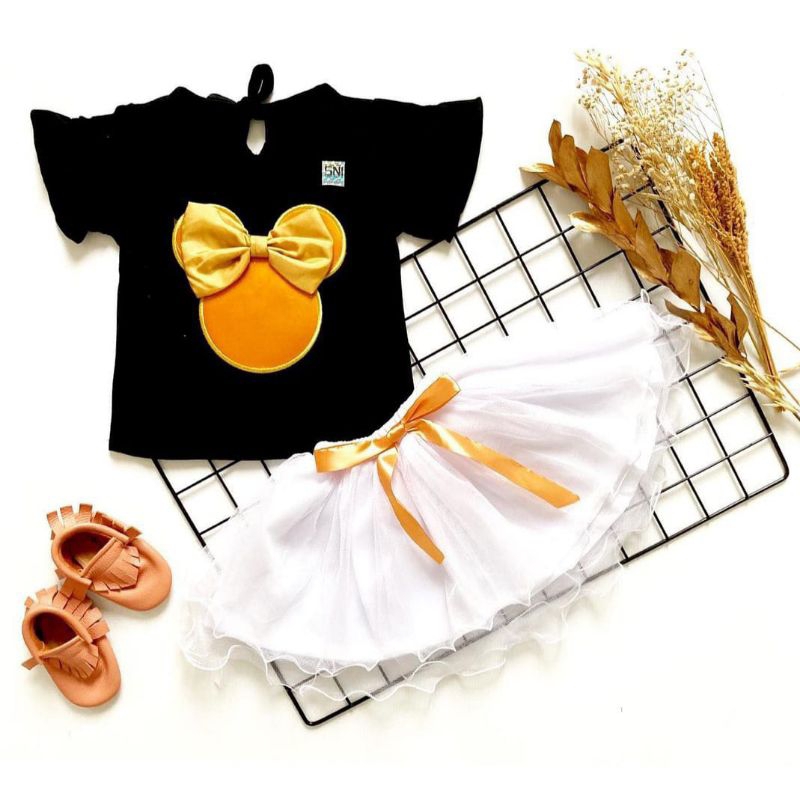 [0-18M] Setelan Rok tutu gotik fashion anak bayi perempuan Tutu MINNIE MOUSE GLAMOUR / hampers gift baby girl / setelan rok tutu bayi premium megar