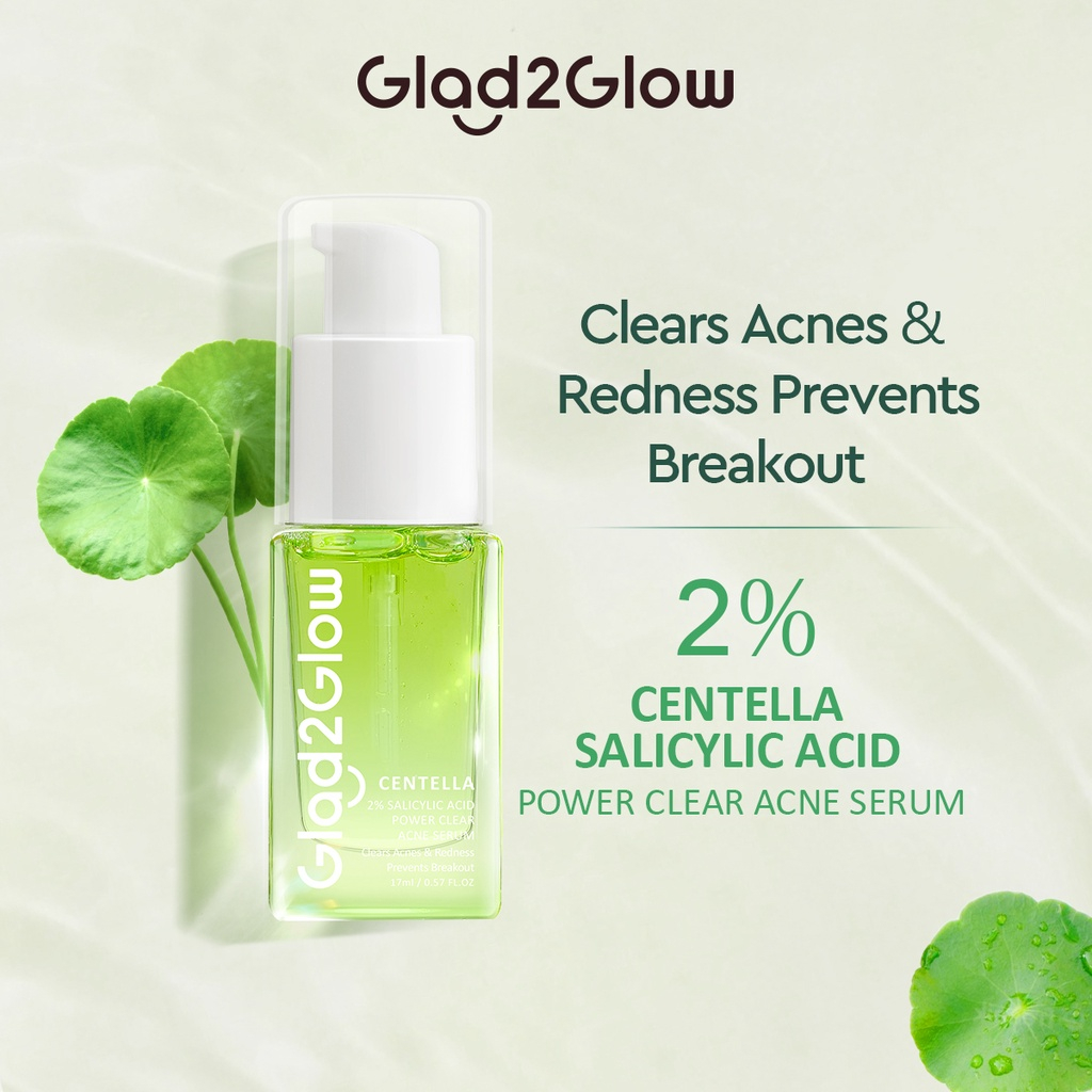 ❤️ MEMEY ❤️ GLAD2GLOW 2% Centella Salicylic Acid Power Clear Acne Serum