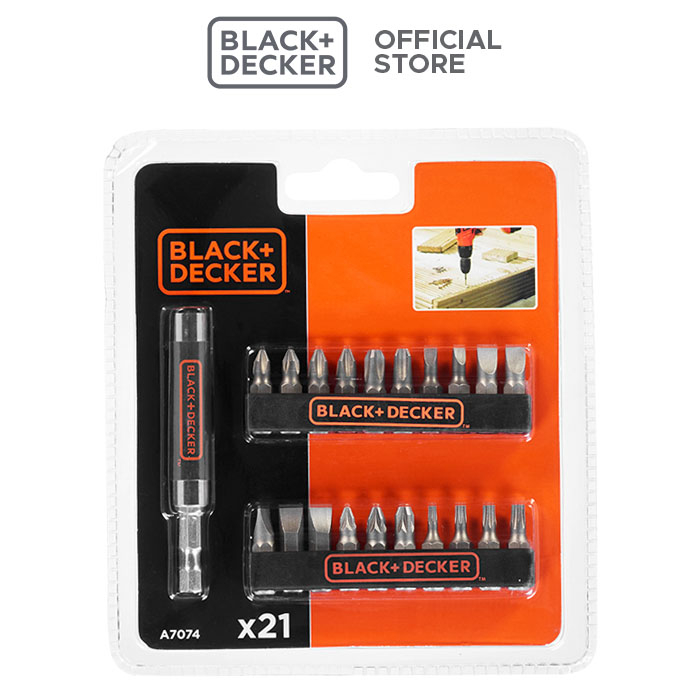 Black+Decker A7074-XJ Set Mata Obeng 21 Pcs untuk Proyek DIY dan Perbaikan Rumah