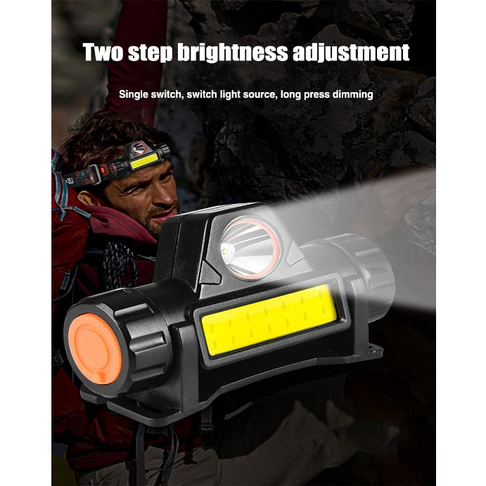 Senter Kepala Led Cas Cree Super Terang Headlamp Rechargeable COB + Sorot Led