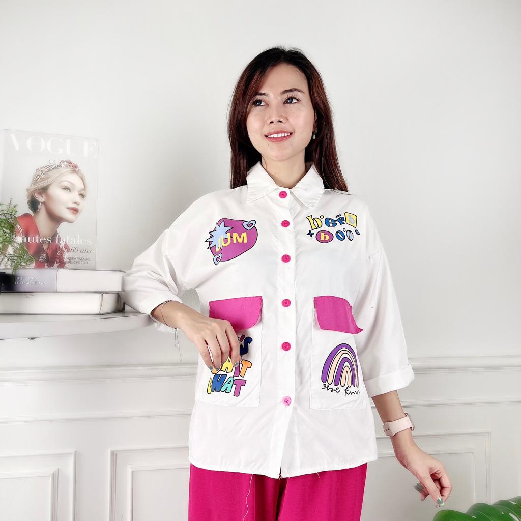 AFI - EC - Cufy Cute Combine Top Kemeja wanita