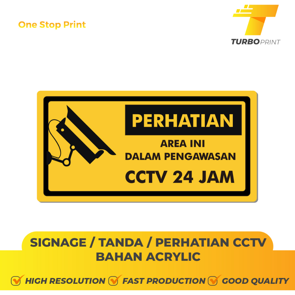 TANDA CCTV / PERHATIAN AWAS ADA CCTV / ACRYLIC PRINTED CCTV /  SIGNAGE AKRILIK CUSTOM / TINGGAL PASANG