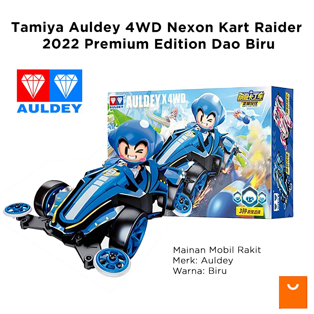 Tamiya Auldey 4WD Nexon Kart Raider 2022 Premium Edition Dao Biru Mainan Mobil Rakit