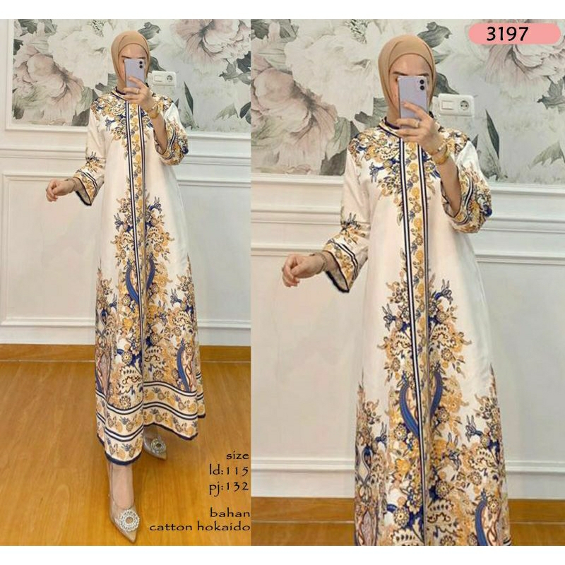 Dubai Dress, GAMIS WANITA CANTIK MODIS BAHAN KATUN HOKKAIDO PREMIUM LD 110 FIT XXL TERMURAH TERLARIS OOTD KEKINIAN