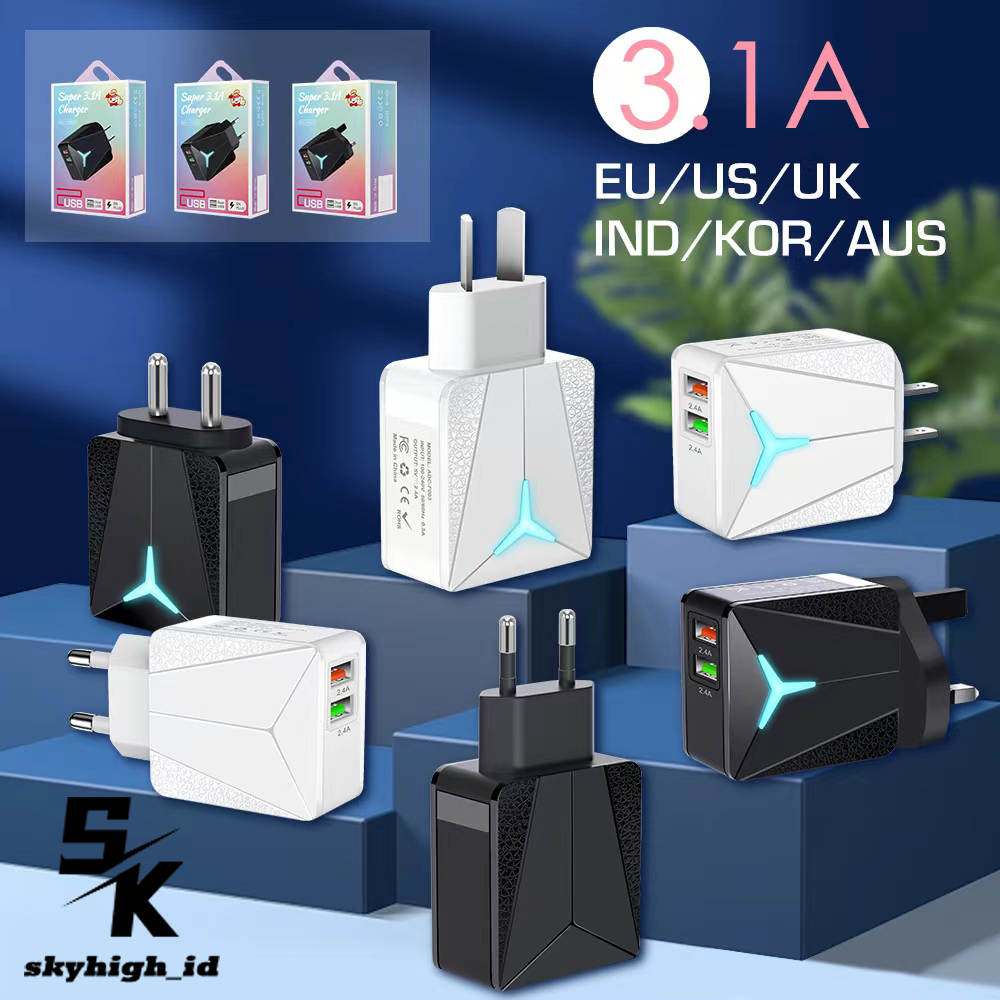 【CA030/031】Charger Adaptor USB+TYPE-C 2USB 30W Fast Charging 3.1A QC3.0 Universal Usb Port EU Plug Quick Charger for  Samsung Xiaomi Oppo Vivo