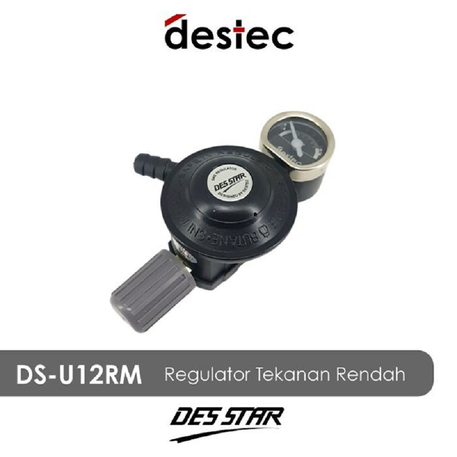 Regulator Kompor Gas Jepit Putar Destec Desstar Des Star DS-U12RM DS U 12 RM Meter Anti Bocor