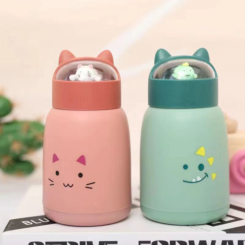 BOTOL  Minum Kaca Anak Motif BONEKA Hewan Lucu 360ML + Kotak BZ303