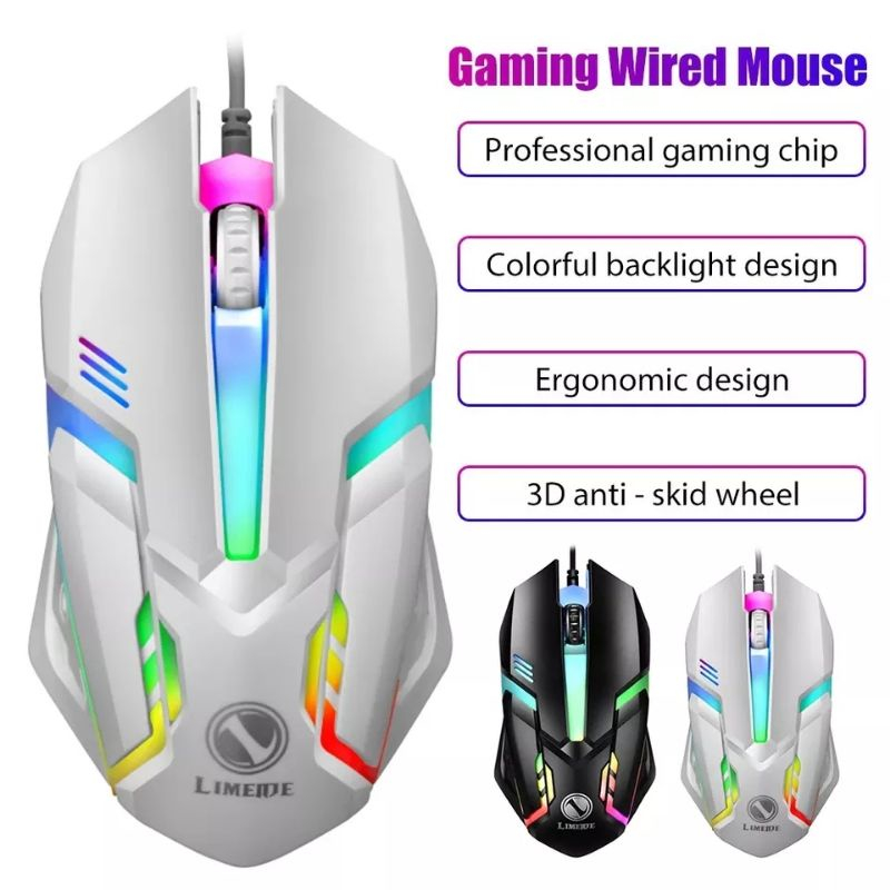 Mouse gaming murah pc usb RGB kabel Wired 3D optical-DPI1000