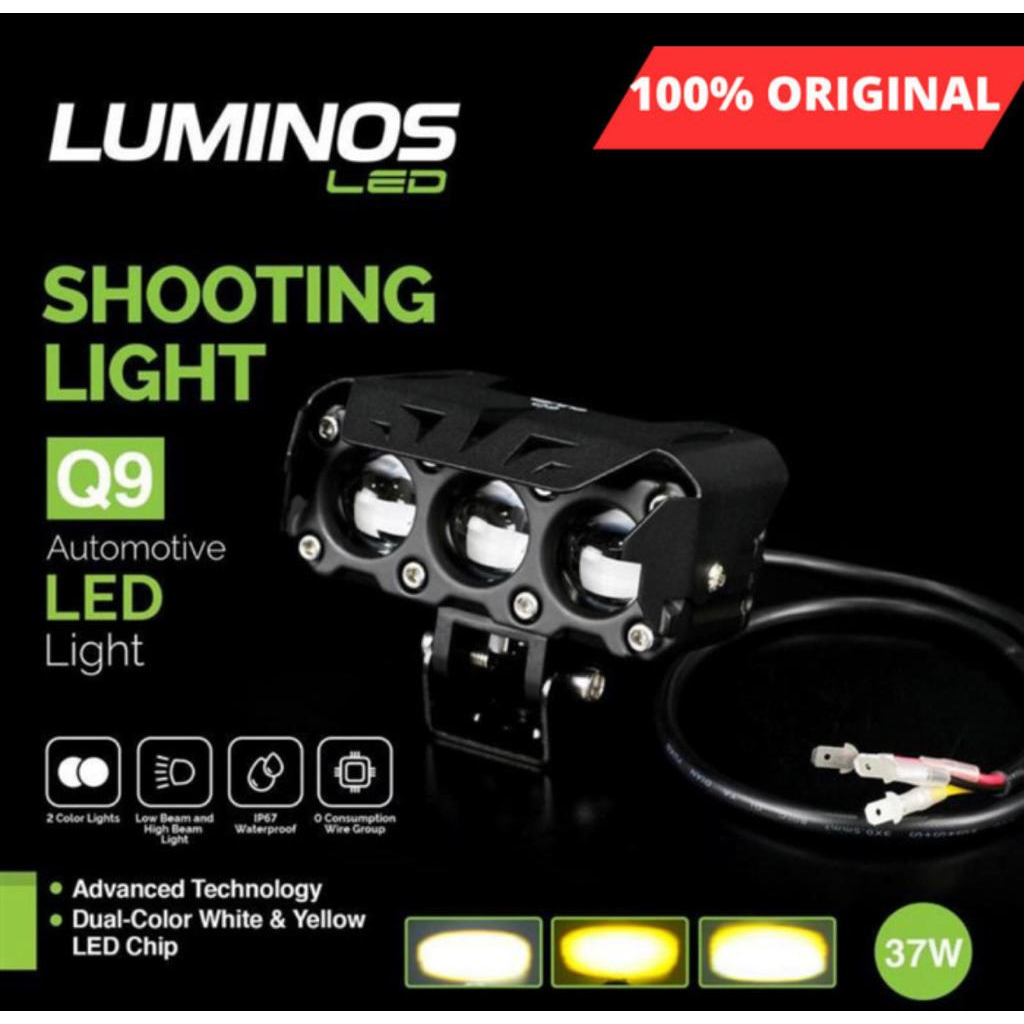 Lampu Tembak Led Laser Q9 LUMINOS 3 Mata Sql 3 Mata Lensa Putih - kuning Ada Kipas Untuk Motor Dan Mobil