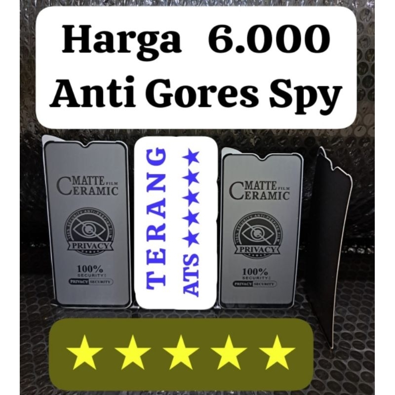 Anti Gores Spy For Tipe Oppo, Melindungi Layar Handphone Depan,Tg Tempered Glass Matte Film Ceramic 100% Security Anti-Peeping Film Privacy 100% Security Privacy Anti-Spy For Type Oppo All Tipe,Tg Anti Gores Anti Pecah Hitam Gelap Spy Privacy Film Ceramic