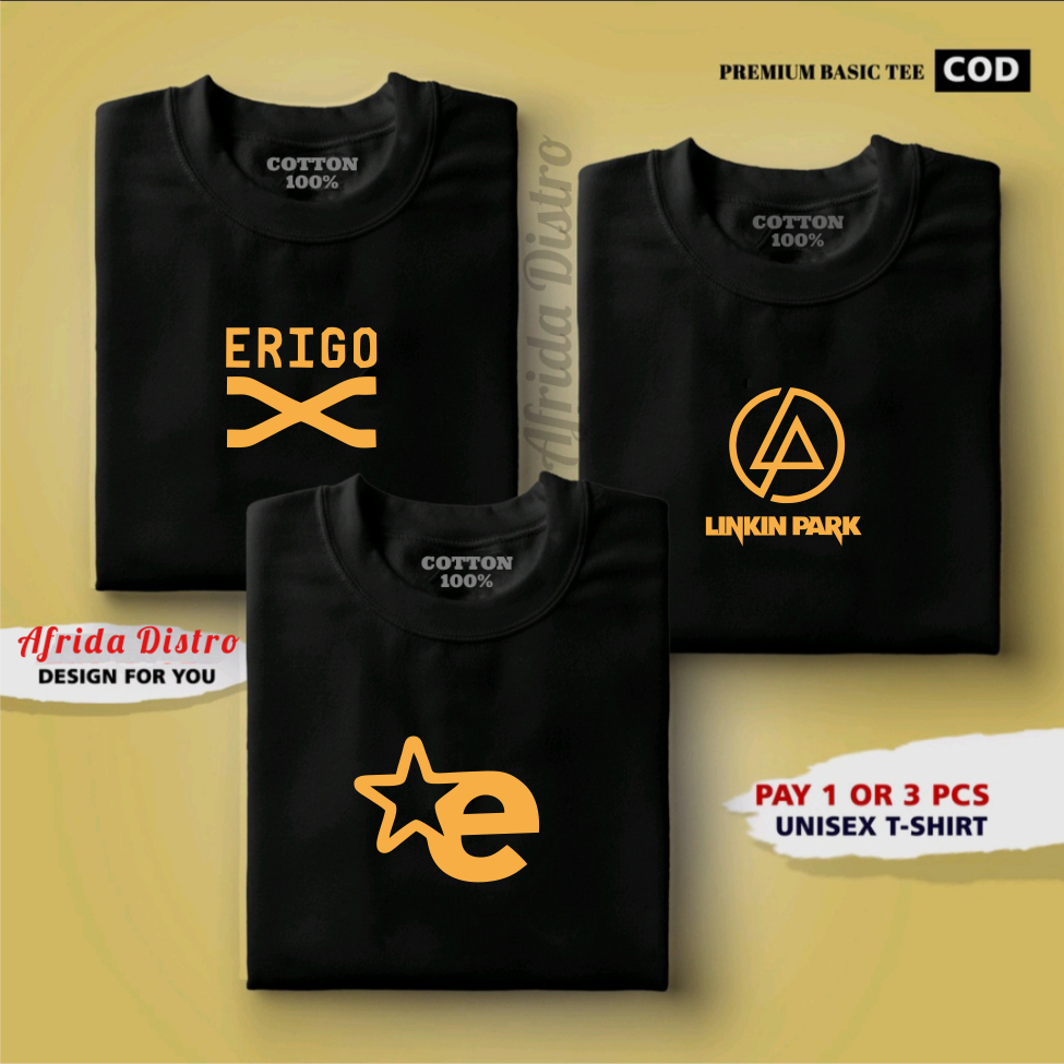 BUY 1 GET 3 PCS (PROMO COD) AFRIDA DISTRO - Baju Kaos Distro Pria 100% Catoon Combed 30s Tebal - Kao