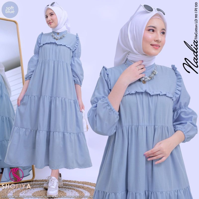 NADIA/KHANZA/PIKA MIDI BAJU GAMIS MIDI WANITA TERBARU BY SHOFIYA SFS