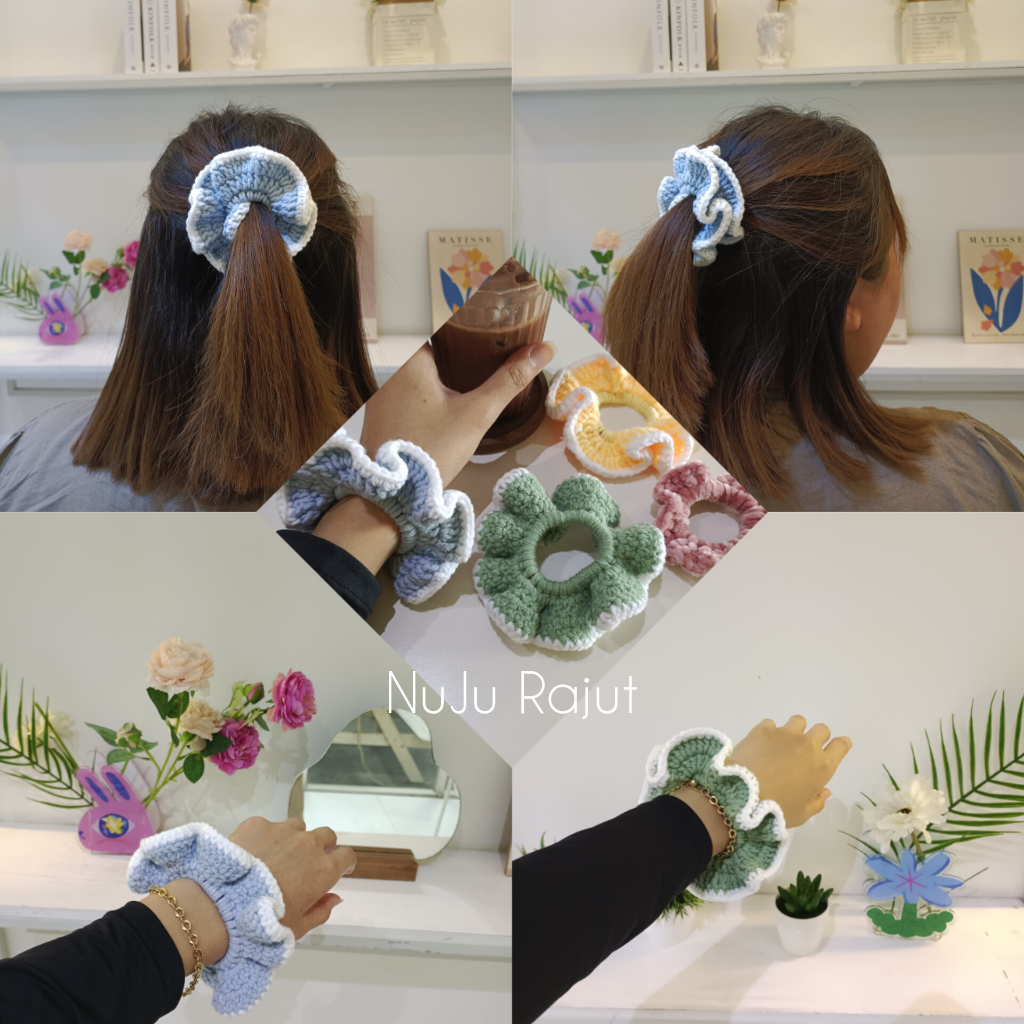 Ikat Rambut Wanita Scrunchies Lucu Aesthetic / Geminichi