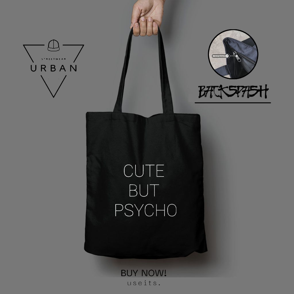 Totebag Tas Aesthetic Kata Kata Custom Pria Wanita - Totebag Lucu Hitam THD