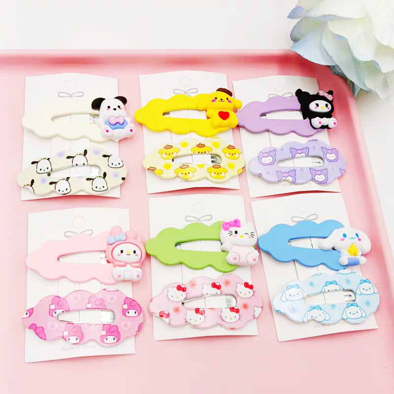 1 SET 2PCS / JEPIT RAMBUT ANAK KARAKTER SANRIO KARTUN LUCU / JEPITAN RAMBUT KOREA / JEPITAN ANAK