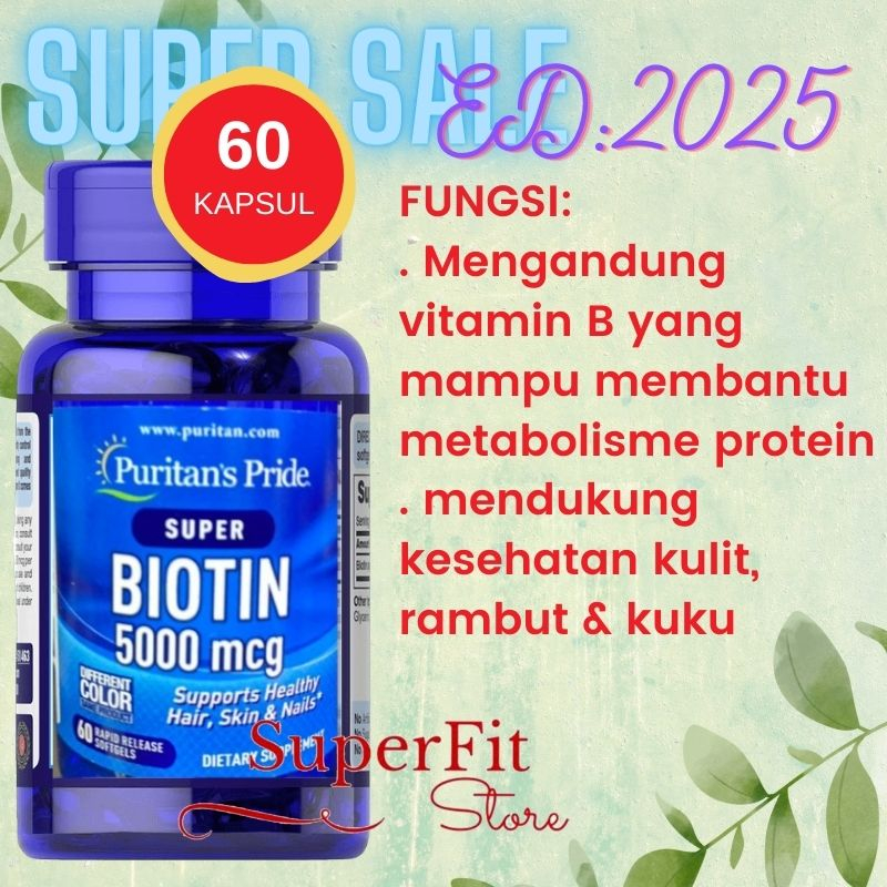 Puritan's Pride Super  Biotin 5000 mcg - 60 softgel