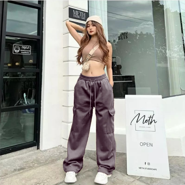 Celana Jogger Wanita Jooy Pants Wanita dan Pria Kulot Panjang H&amp;M Panjang Cewek Korean Style Fleece Terbaru Kekinian