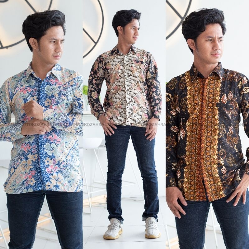 Kemeja Pria Panjang Hem Batik  slim vit 1 Kemeja Formal Kemeja Kerja