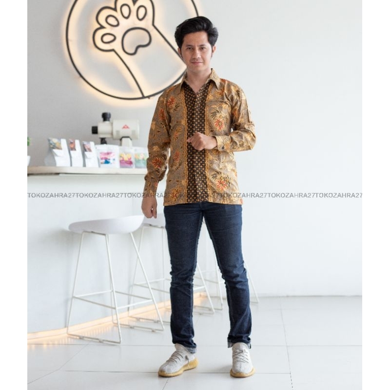 Kemeja Pria Panjang Hem Batik  slim vit 1 Kemeja Formal Kemeja Kerja