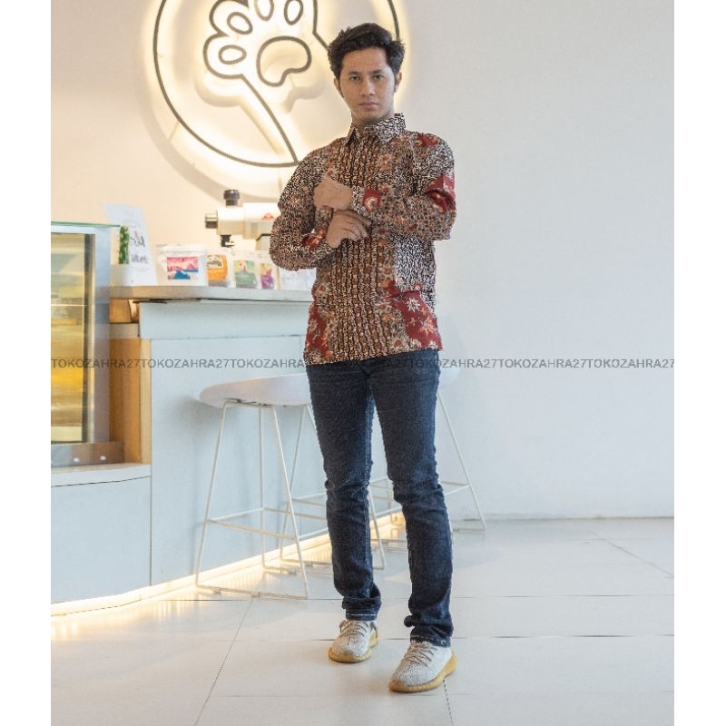 Kemeja Pria Panjang Hem Batik  slim vit 1 Kemeja Formal Kemeja Kerja