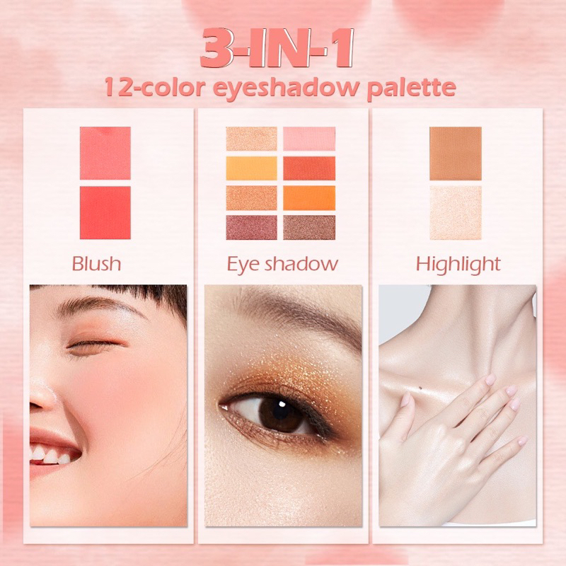 【Official Outlet】SANIYE Ultimate Goddess Eyeshadow Pallette E225 12 Warna Eyeshadow Multifungsi 4 In 1 Contour Blusher Highlight Eye Shadow Makeup Kosmetik Wajah Viral BPOM