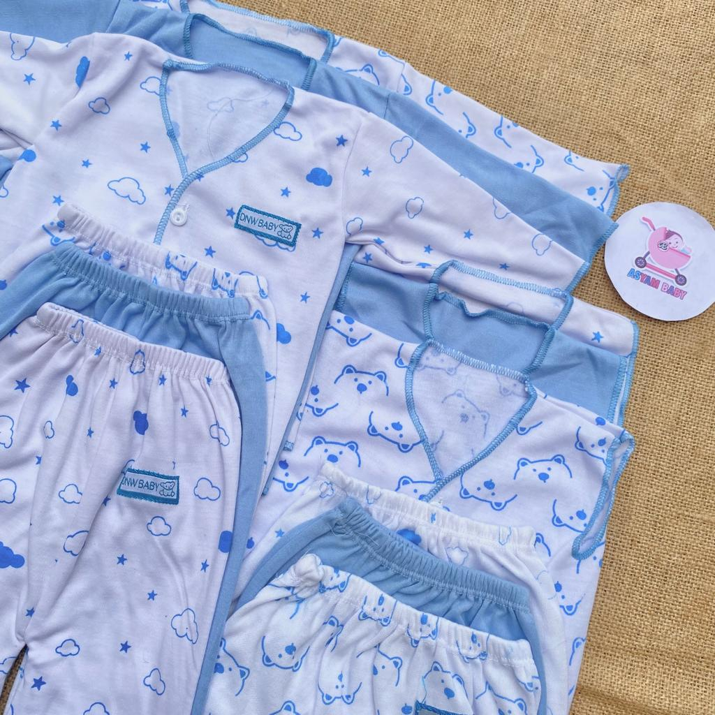 18 PCS Baju Bayi Celana Bayi Baru Lahir Newborn Series BIRU MOTIF ASYAM BABY