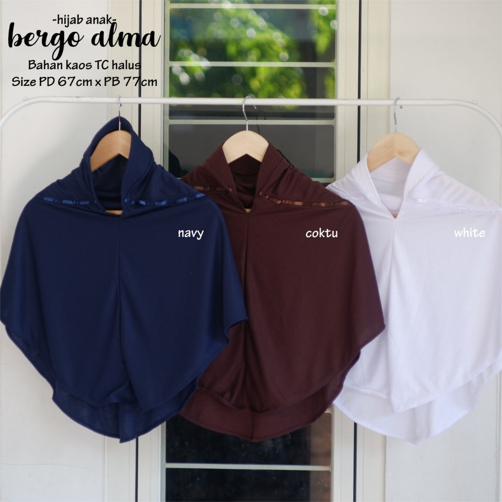 BERGO ALMA - HIJAB ANAK / JILBAB ANAK POLOS PREMIUM - BAHAN KAOS TC HALUS - BEST SELLER - BISA COD