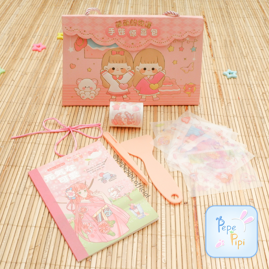 Sticker Cut Paket SZ - 65 Tas Kertas Paket sticker SET Sticker Paper Bag Stiker Stiker Washi tape Washitape Paperbag model tas penjepit sticker pulpen solatip buku notes tulis hampers kado unik