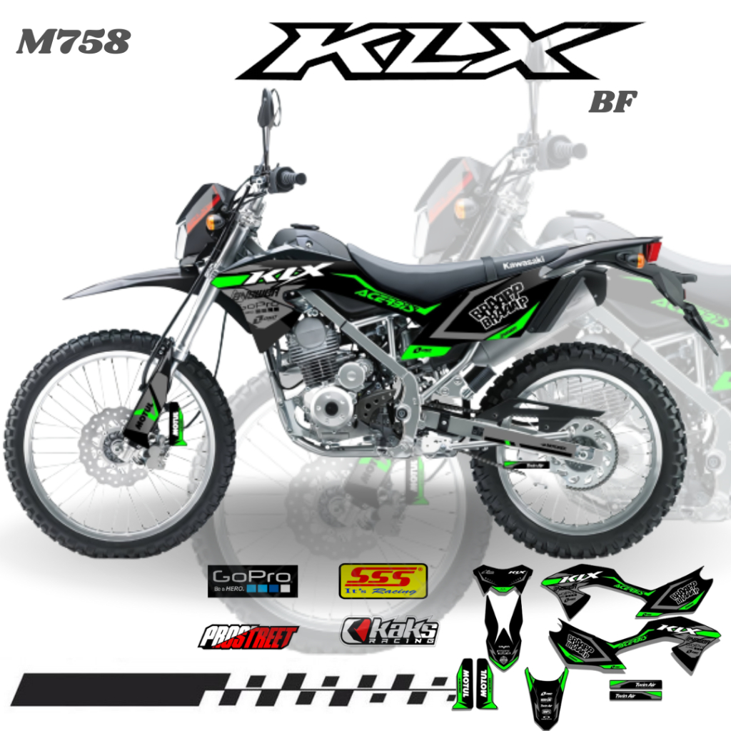 STIKER LIS STRIPING MOTOR KLX BF KODE M758 - Sticker Striping Decal List Variasi Motor Kawasaki Klx 