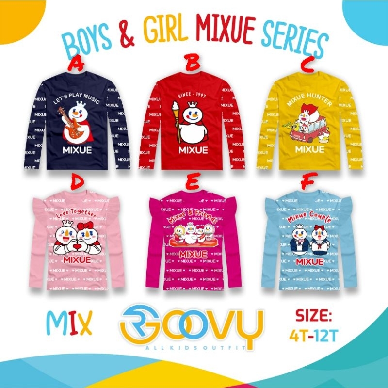 Kaos Anak Mixue Boy &amp; Girl 4-12T